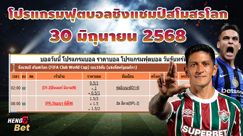 รูปภาพโปรแกรมฟุตบอลชิงแชมป์สโมสรโลกของ heng99